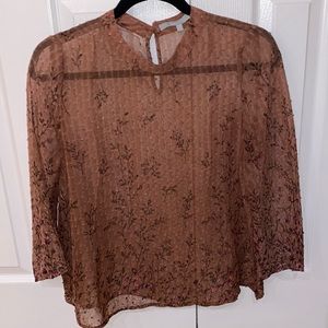Sheer Blouse Dusty Rose Floral sz Medium